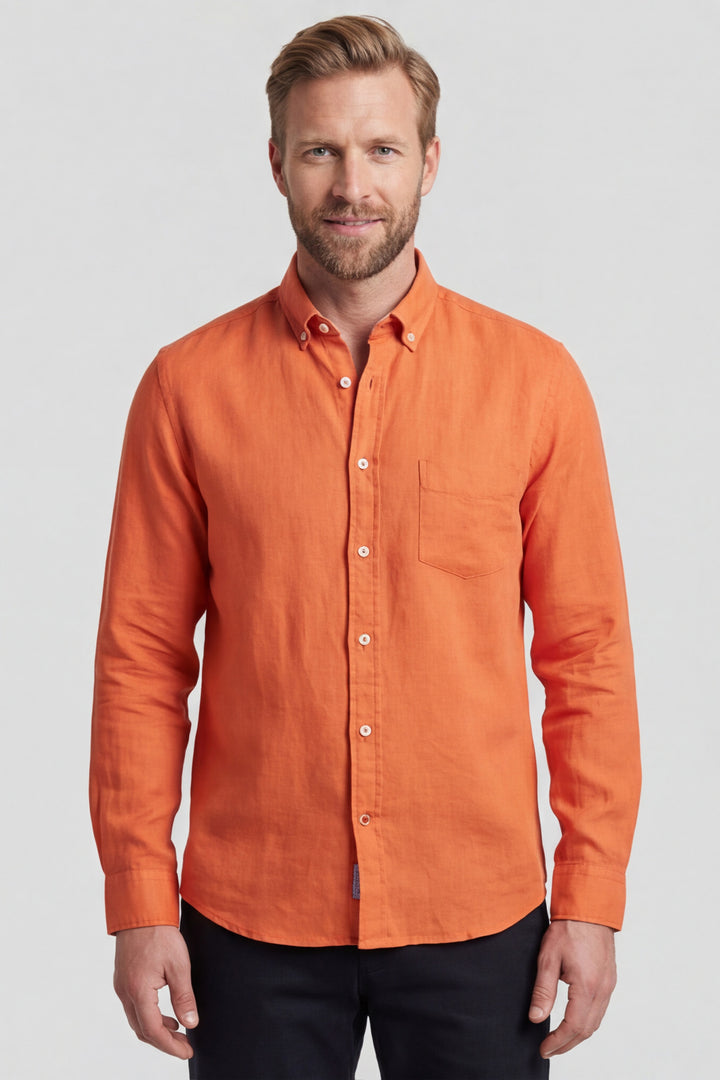 Giordano Ivy Linnen Overhemd - Oranje