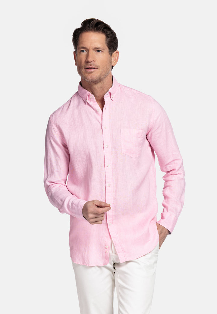 Giordano Ivy Linnen Overhemd - Roze