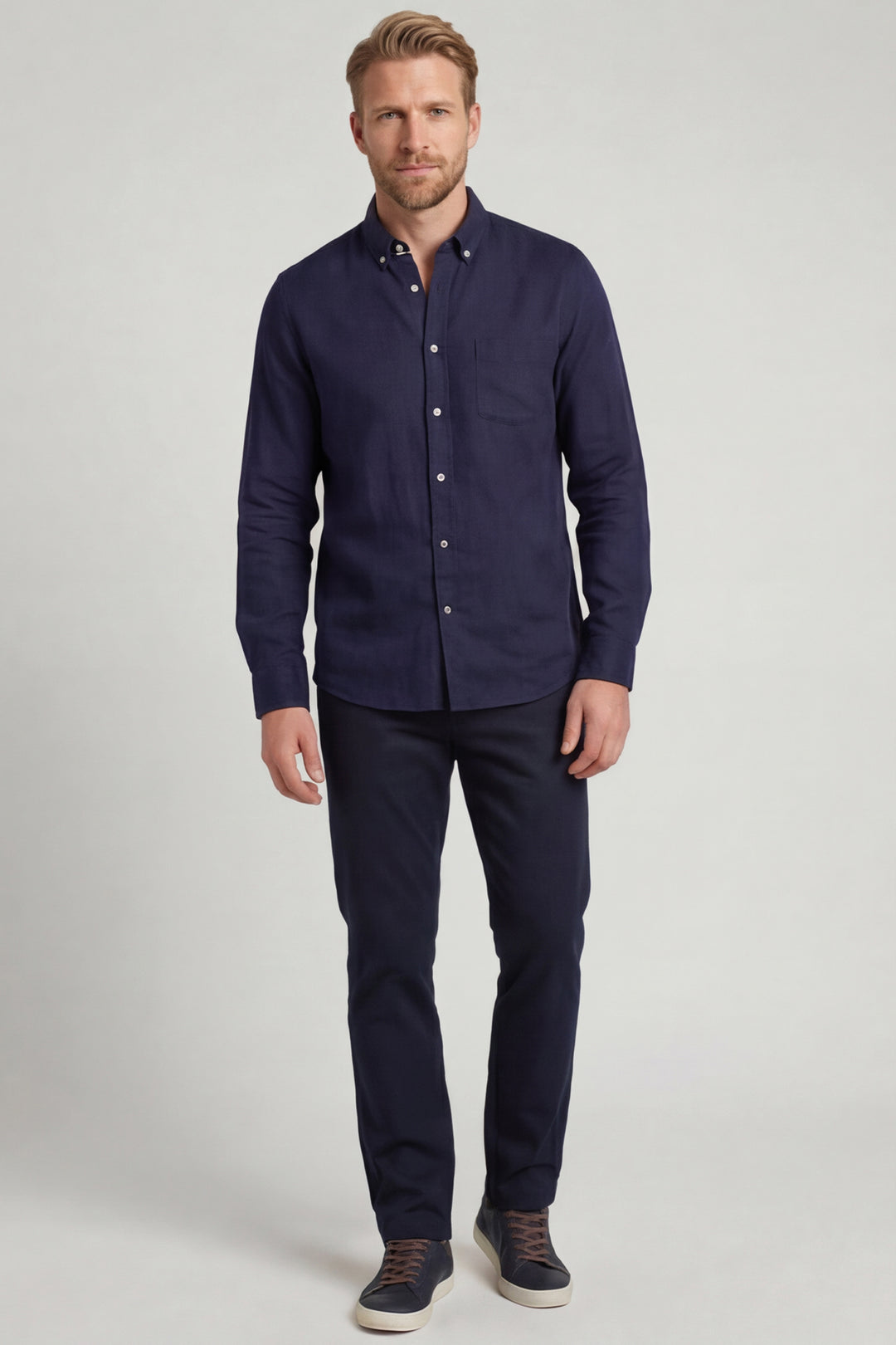 Giordano Ivy Linnen Overhemd - Navy