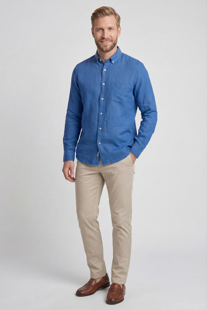 Giordano Ivy Linnen Overhemd - Petrol