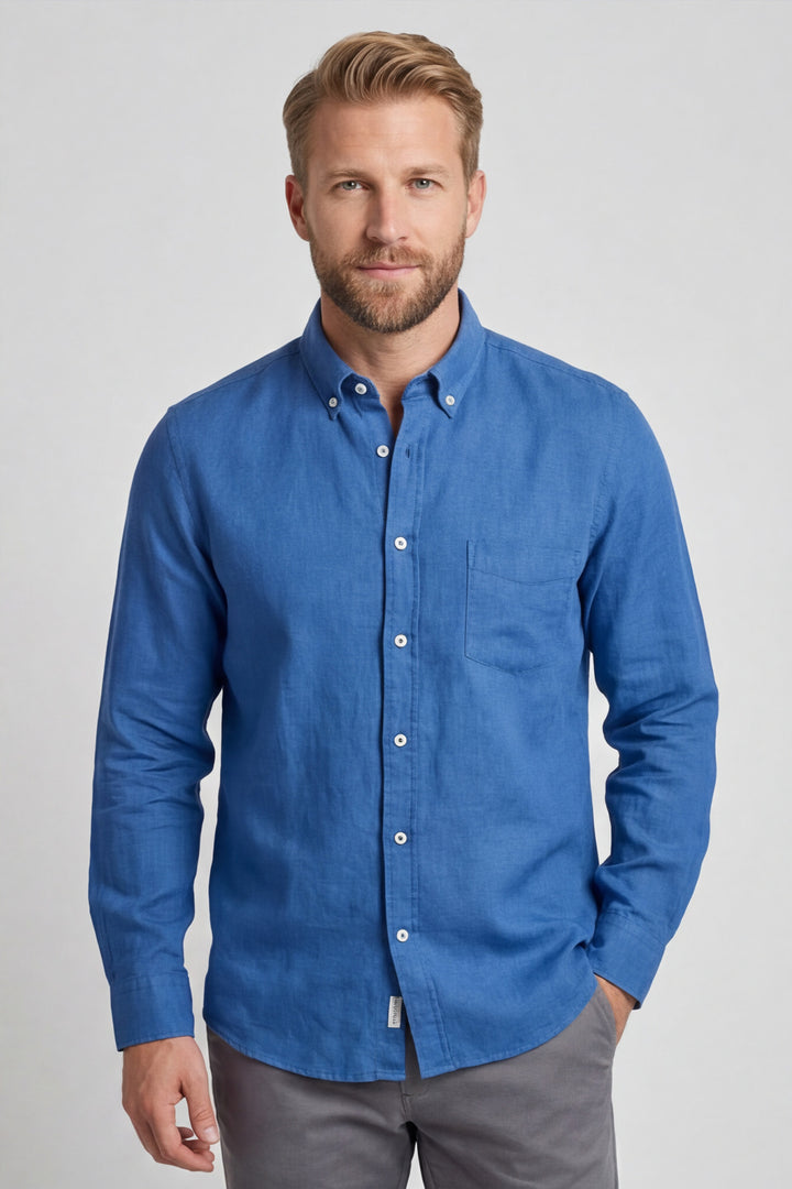 Giordano Ivy Linnen Overhemd - Petrol
