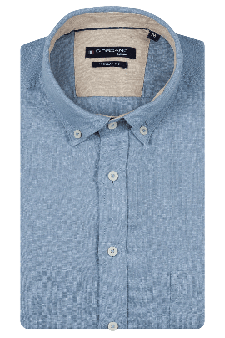 Giordano Ivy Linnen Overhemd - Middenblauw
