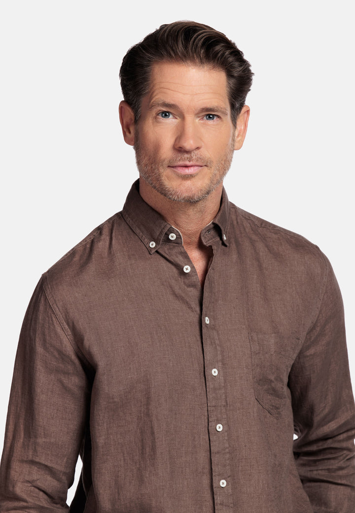 Giordano Ivy Linnen Overhemd - Brown