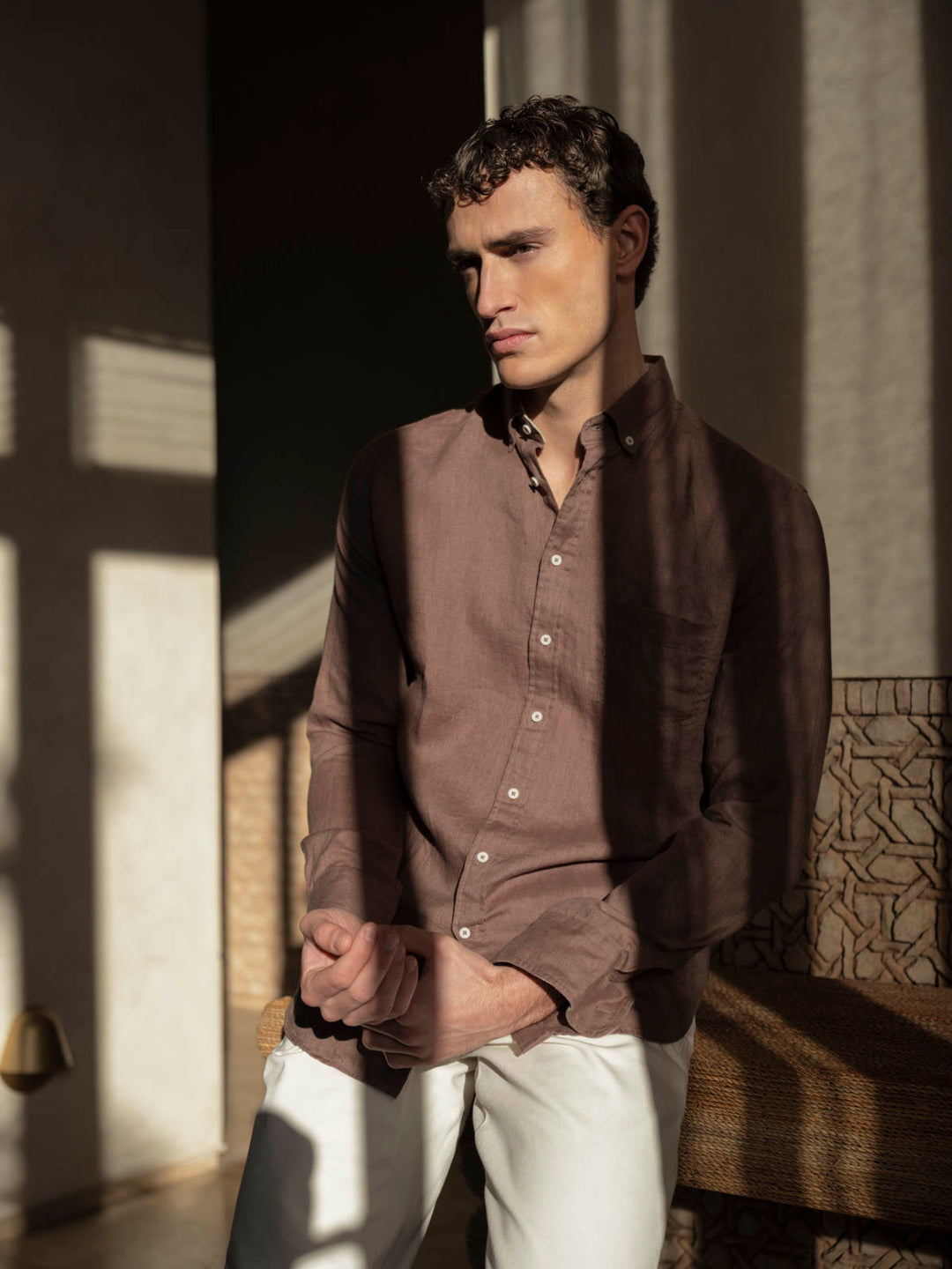 Giordano Ivy Linnen Overhemd - Brown