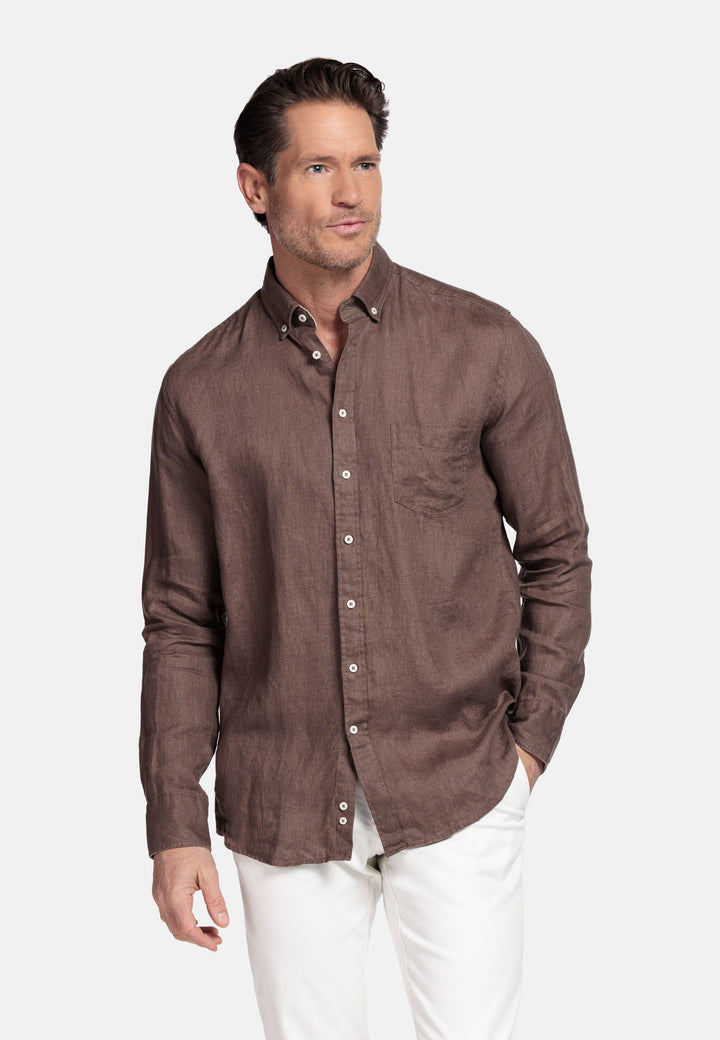 Giordano Ivy Linnen Overhemd - Brown