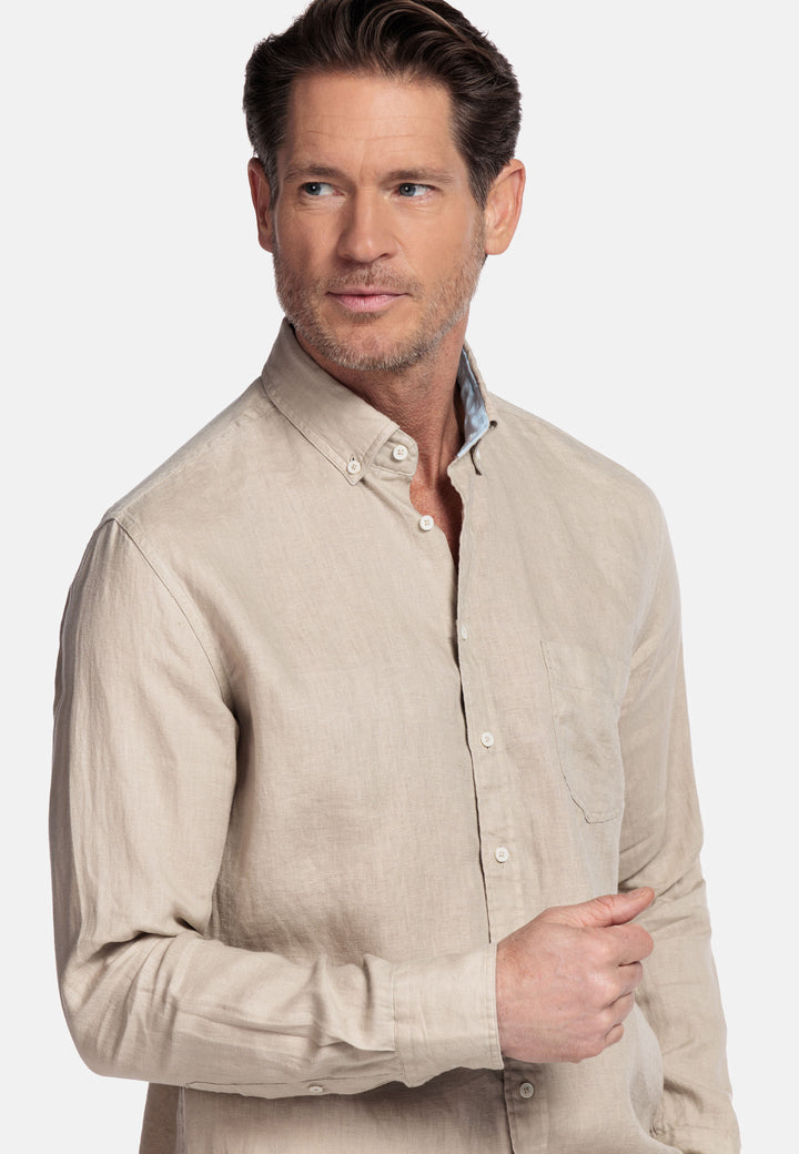 Giordano Ivy Linnen Overhemd - Beige
