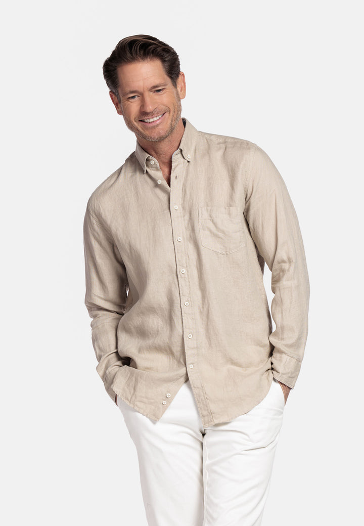 Giordano Ivy Linnen Overhemd - Beige