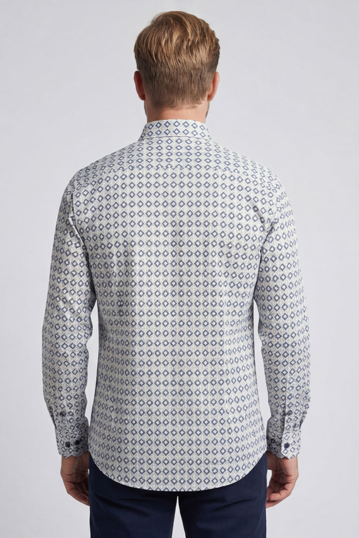 Giordano Ivy Grafische Print Overhemd - Blauw