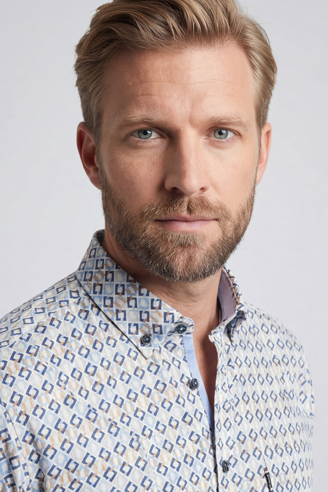 Giordano Ivy Grafische Print Overhemd - Blauw