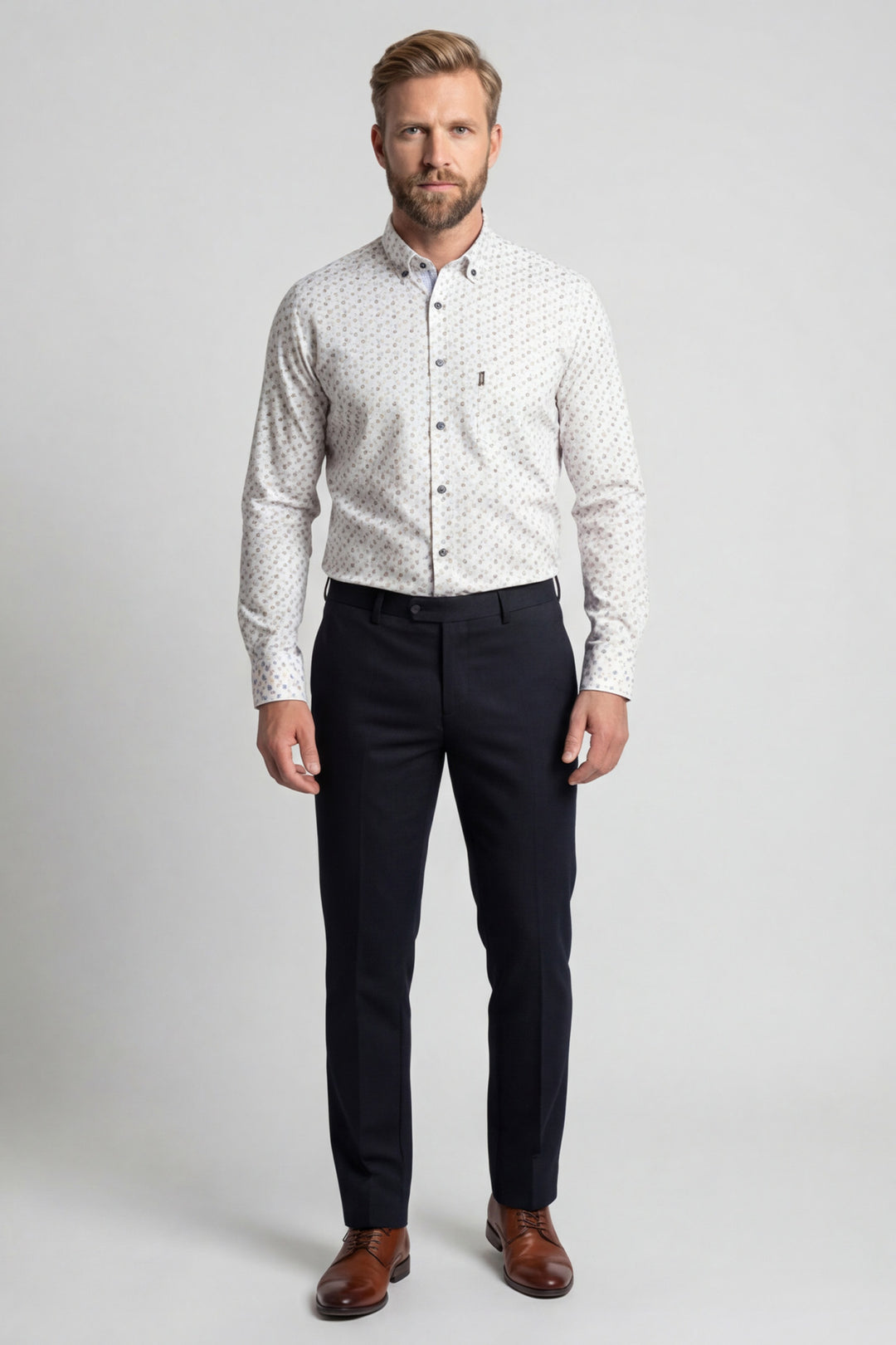 Giordano Ivy Organische Print Overhemd - Lichtblauw
