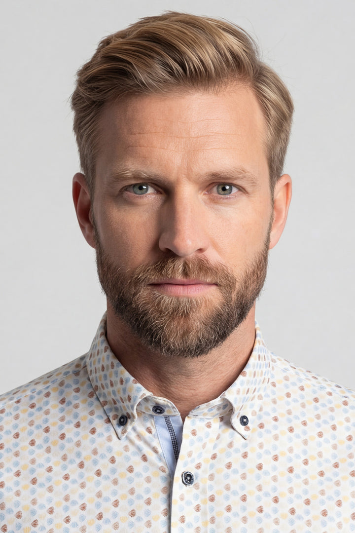 Giordano Ivy Organische Print Overhemd - Lichtblauw