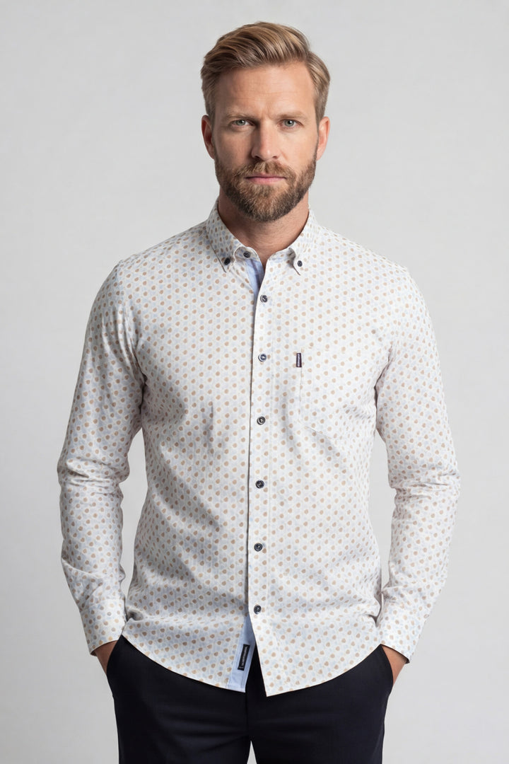 Giordano Ivy Organische Print Overhemd - Lichtblauw