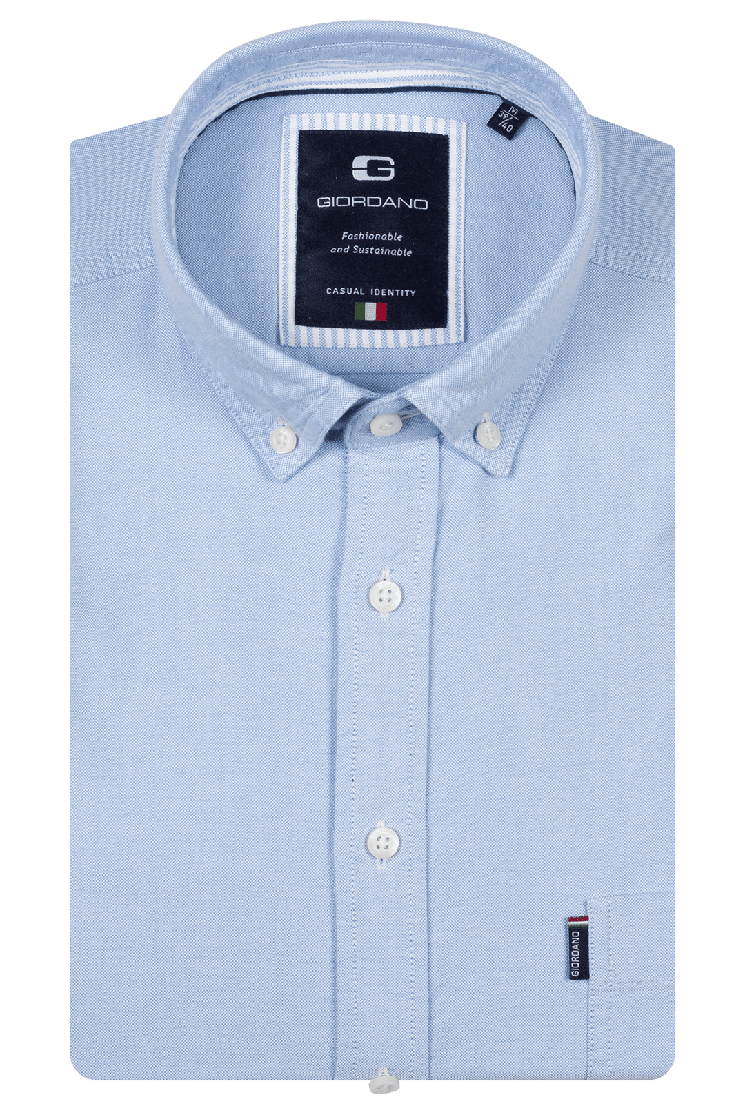 Giordano Brando Soft Washed Oxford Overhemd - Blauw