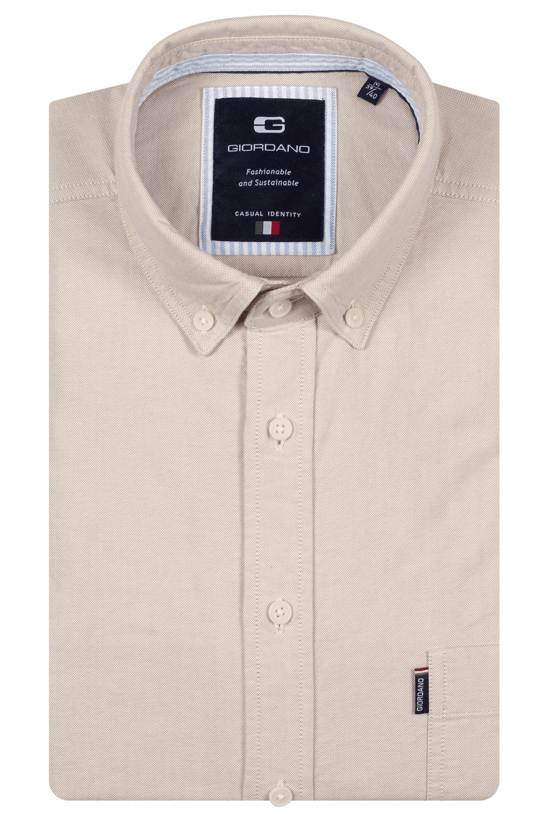 Giordano Brando Soft Washed Oxford Overhemd - Beige