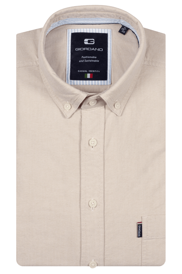 Giordano Brando Soft Washed Oxford Overhemd - Beige