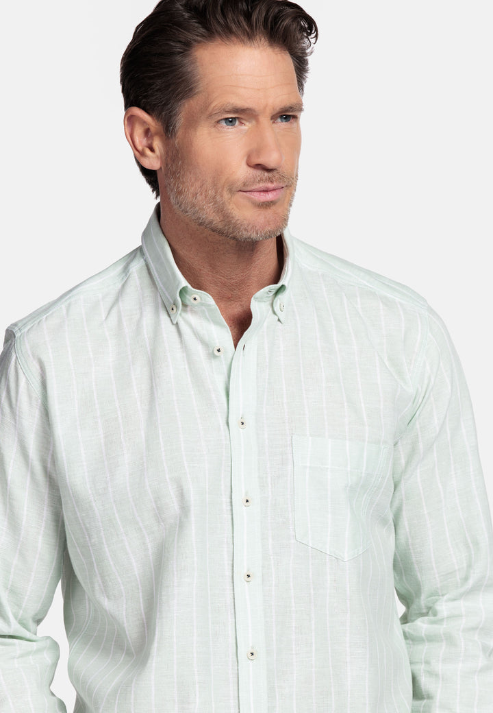 Giordano Brando Linnenmix Gesteept Overhemd - Green