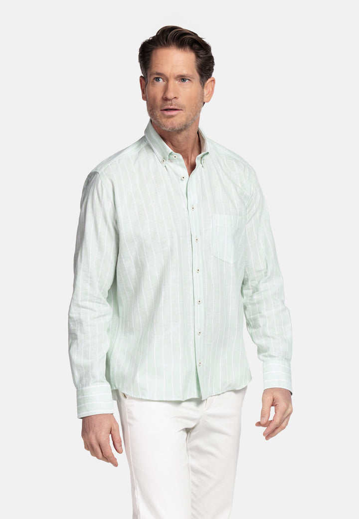 Giordano Brando Linnenmix Gesteept Overhemd - Green
