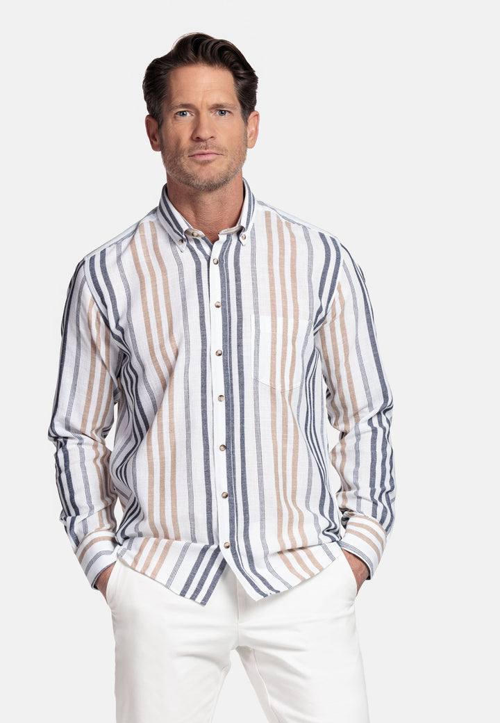 Giordano Ivy Button Down Gestreept Overhemd - Blauw
