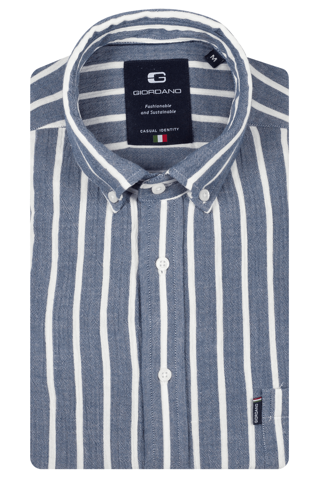 Giordano Dino Double Wave Gestreept Overhemd - Dark Blue