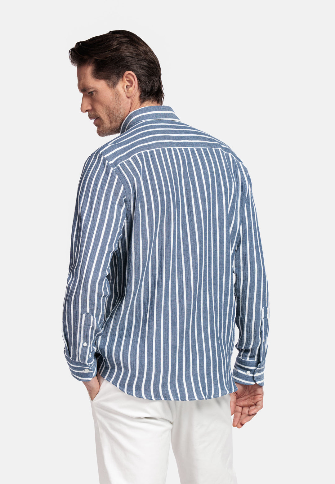 Giordano Dino Double Wave Gestreept Overhemd - Dark Blue