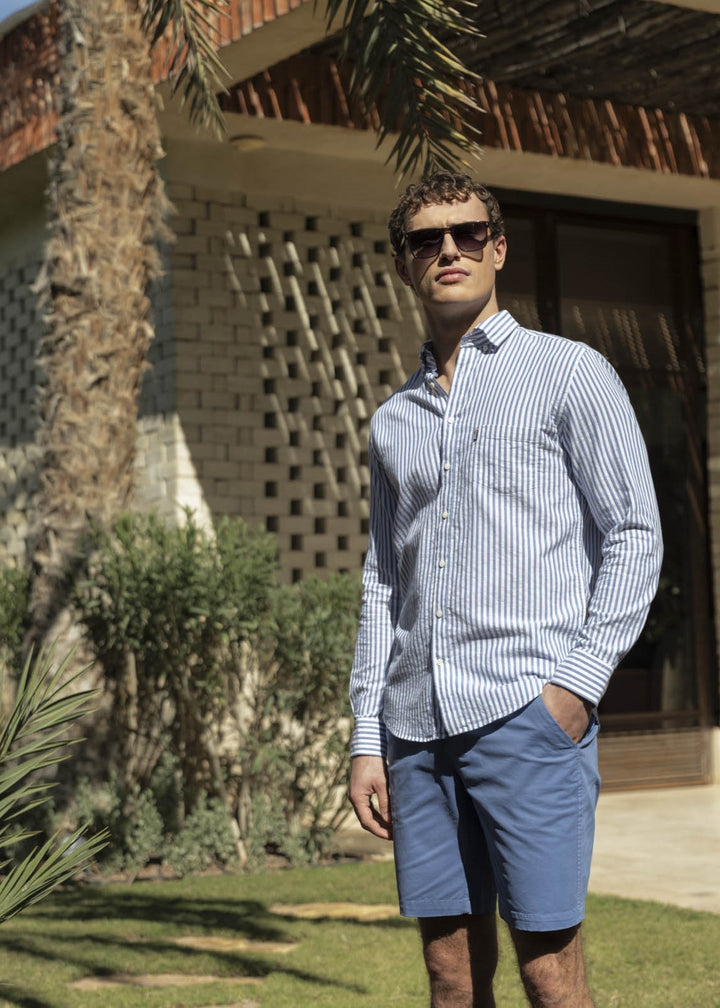 Giordano Dino Double Wave Overhemd - Lichtblauw