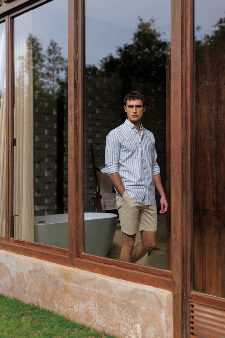 Giordano Ivy Gestreept Overhemd - Blue