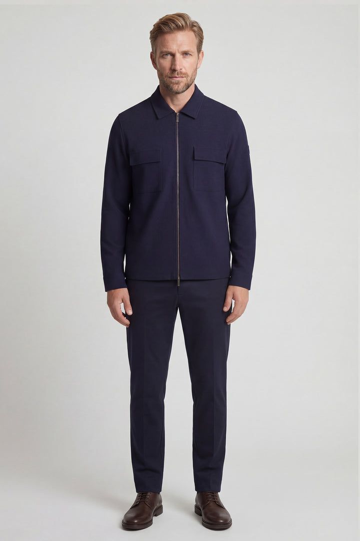Giordano Vercelli Seersucker Overshirt - Blauw