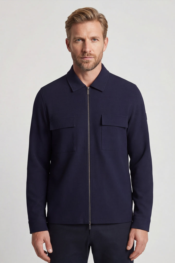 Giordano Vercelli Seersucker Overshirt - Blauw