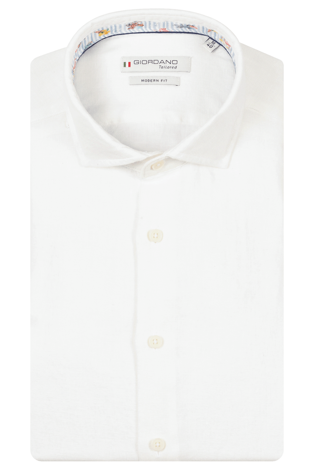 Giordano Row Soft Washed Linnen Overhemd - Wit