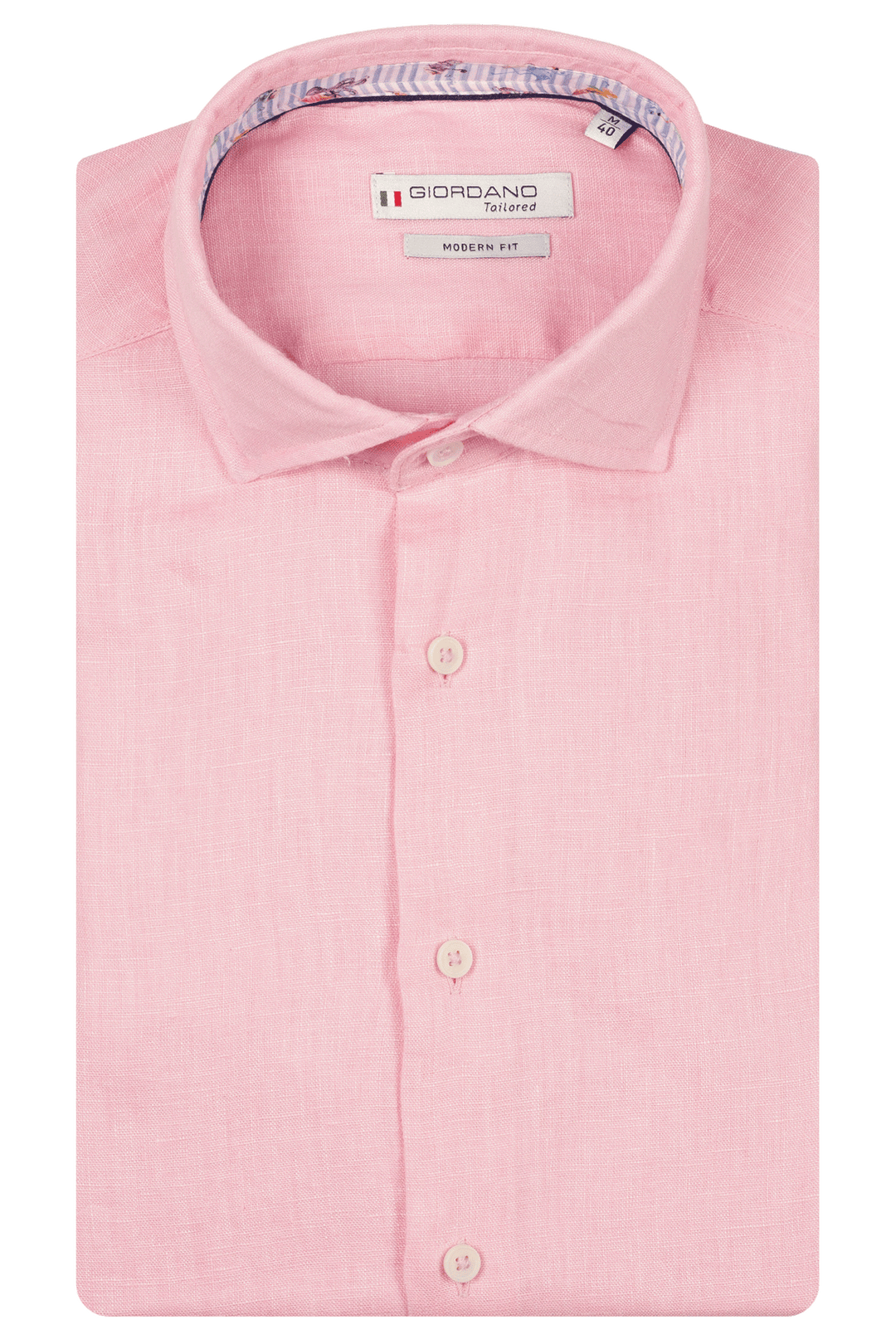 Giordano Row Soft Washed Linnen Overhemd - Lichtroze