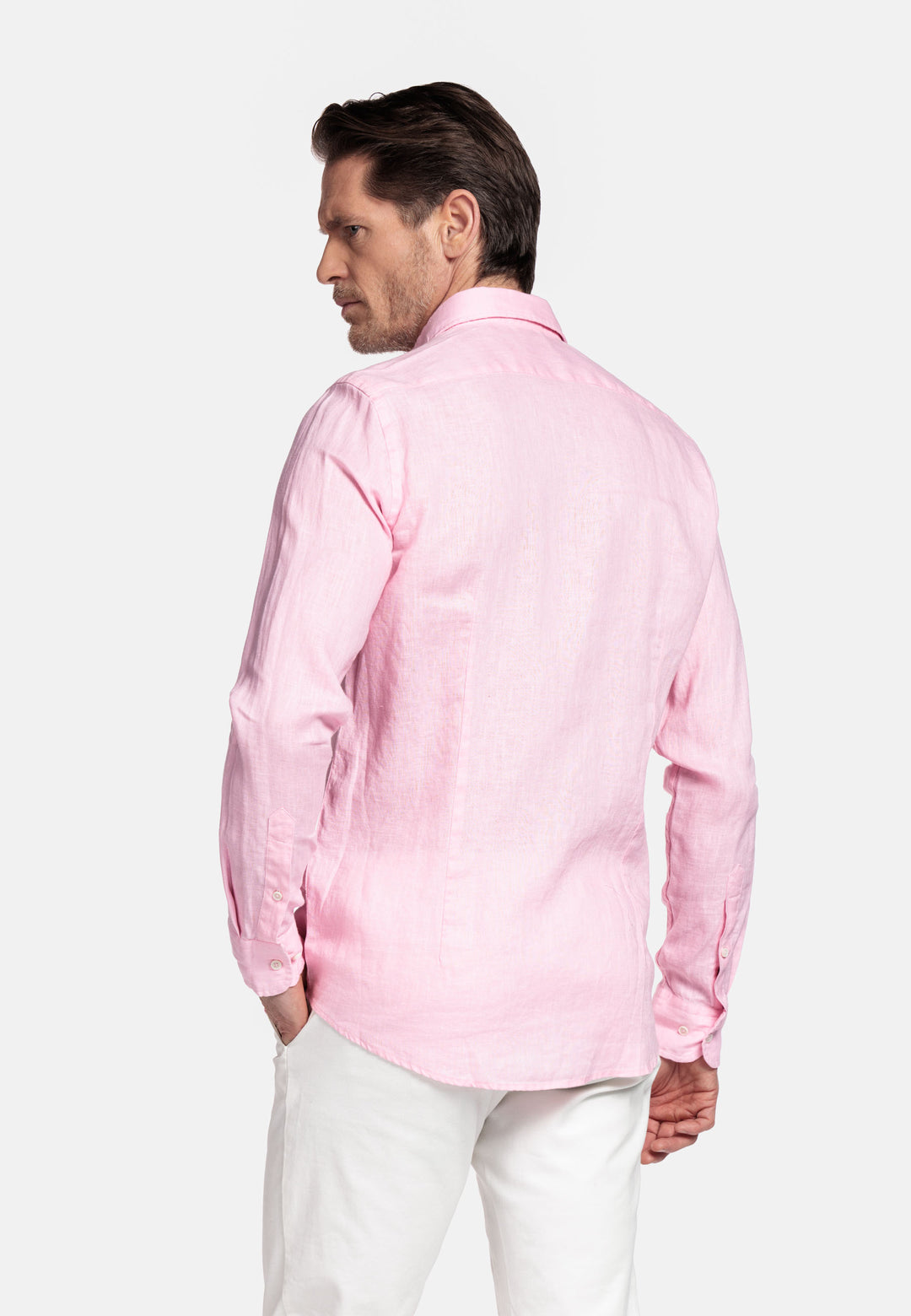 Giordano Row Soft Washed Linnen Overhemd - Lichtroze