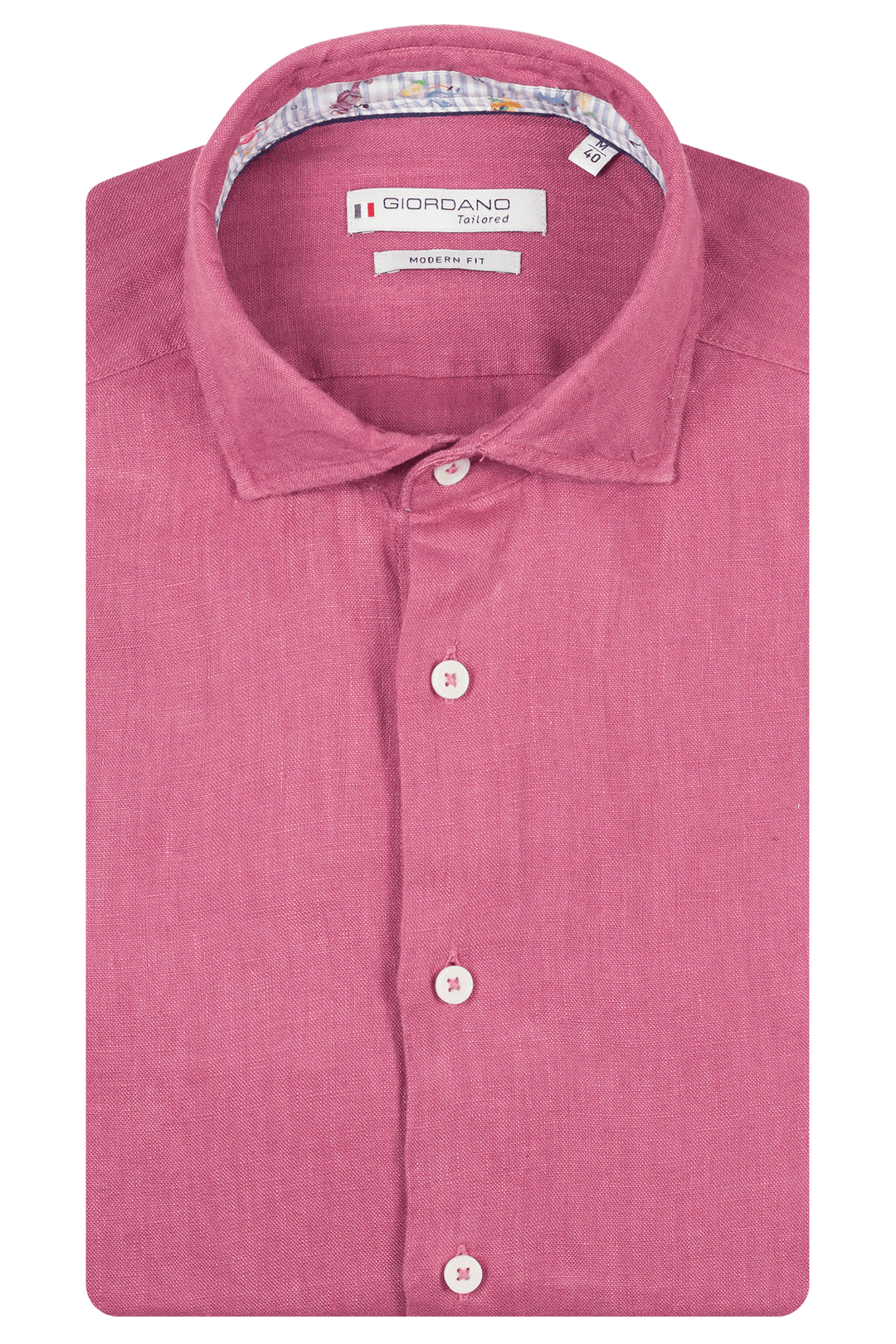 Giordano Row Soft Washed Linnen Overhemd - Oudroze