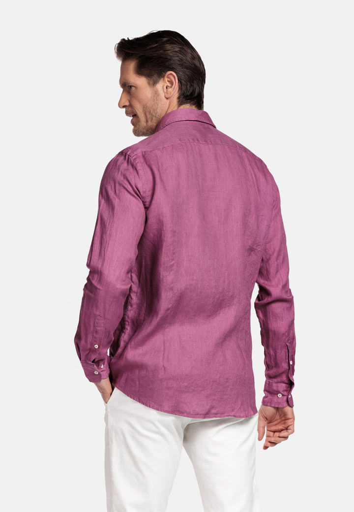 Giordano Row Soft Washed Linnen Overhemd - Oudroze
