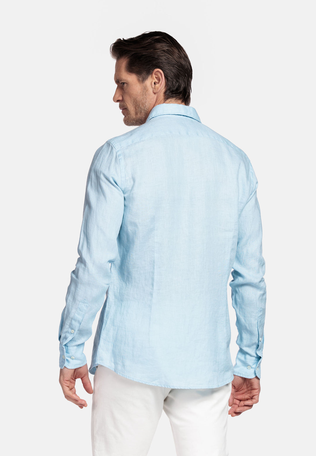 Giordano Row Soft Washed Linnen Overhemd - Lichtblauw