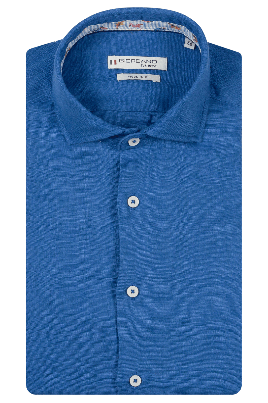 Giordano Row Soft Washed Linnen Overhemd - Blauw