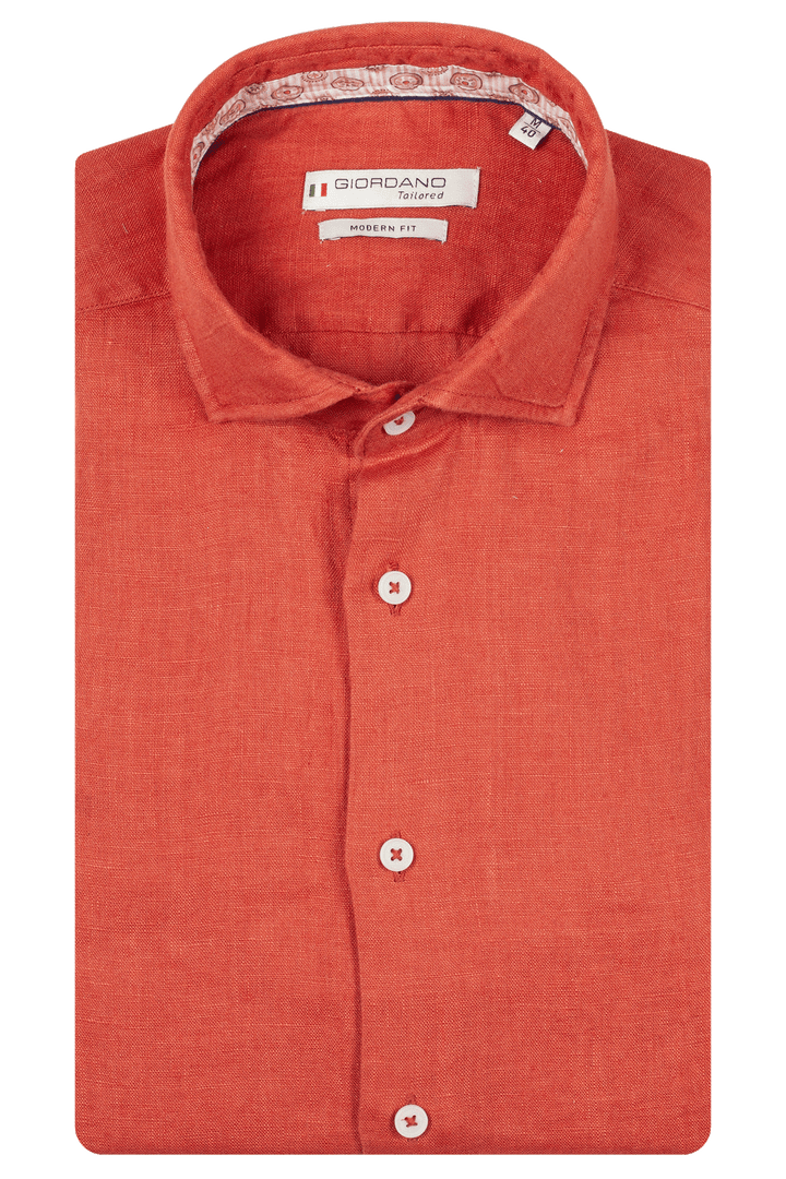 Giordano Row Linnen Overhemd - Roestrood