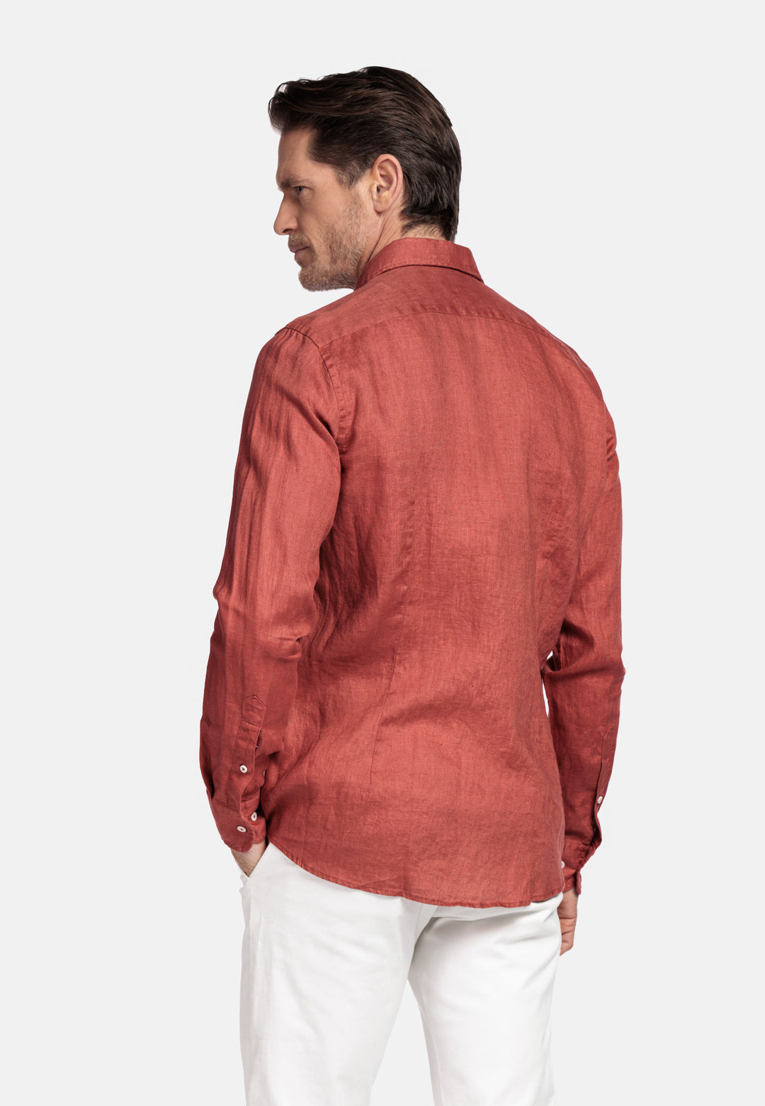 Giordano Row Linnen Overhemd - Roestrood