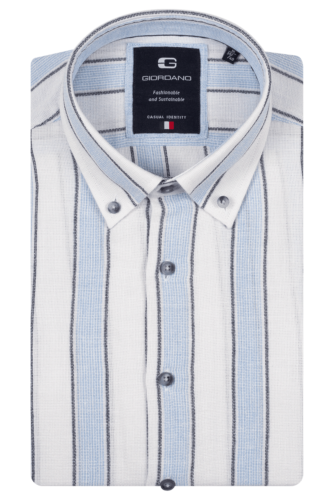 Giordano Loretto Structured Gestreept Overhemd - Blue