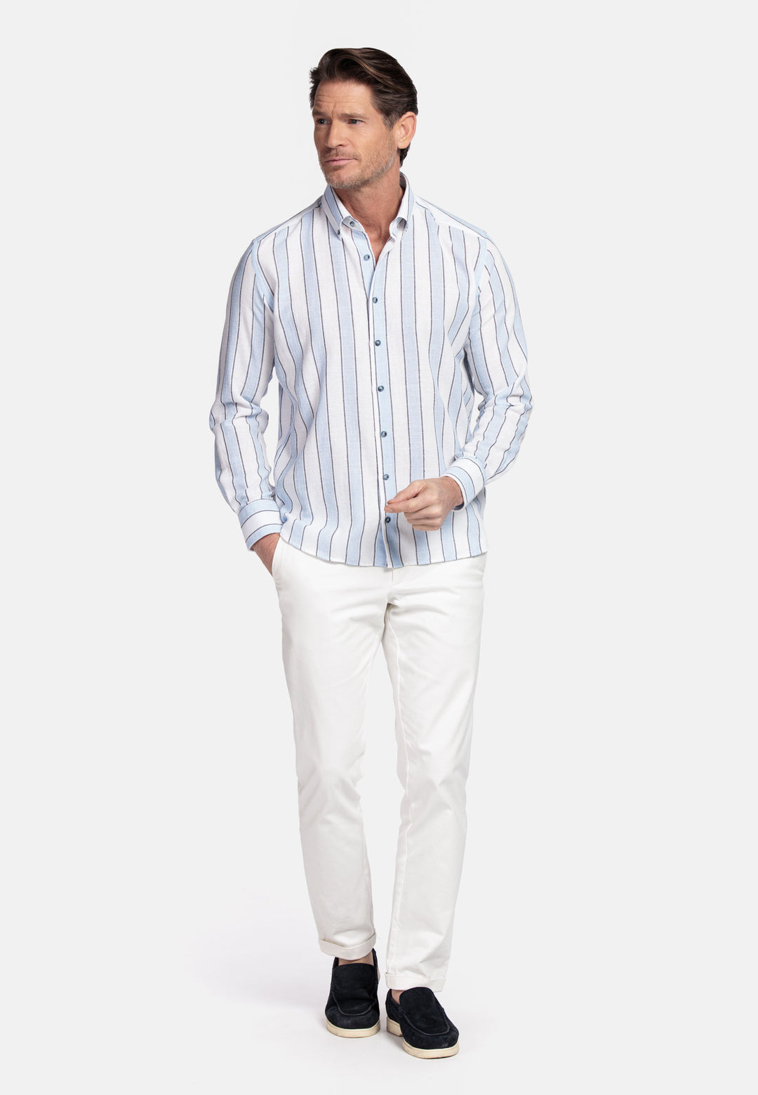 Giordano Loretto Structured Gestreept Overhemd - Blue