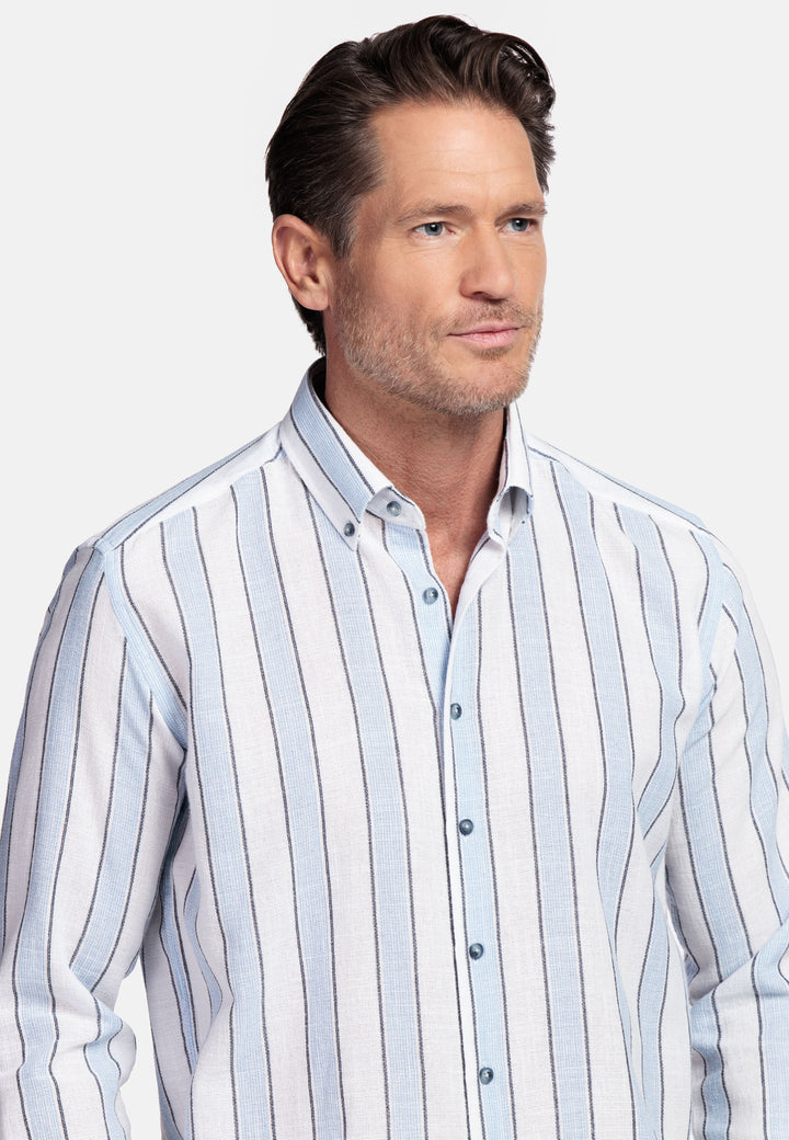 Giordano Loretto Structured Gestreept Overhemd - Blue