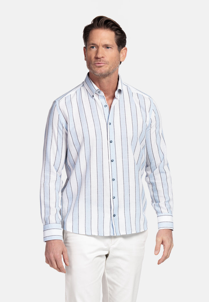 Giordano Loretto Structured Gestreept Overhemd - Blue