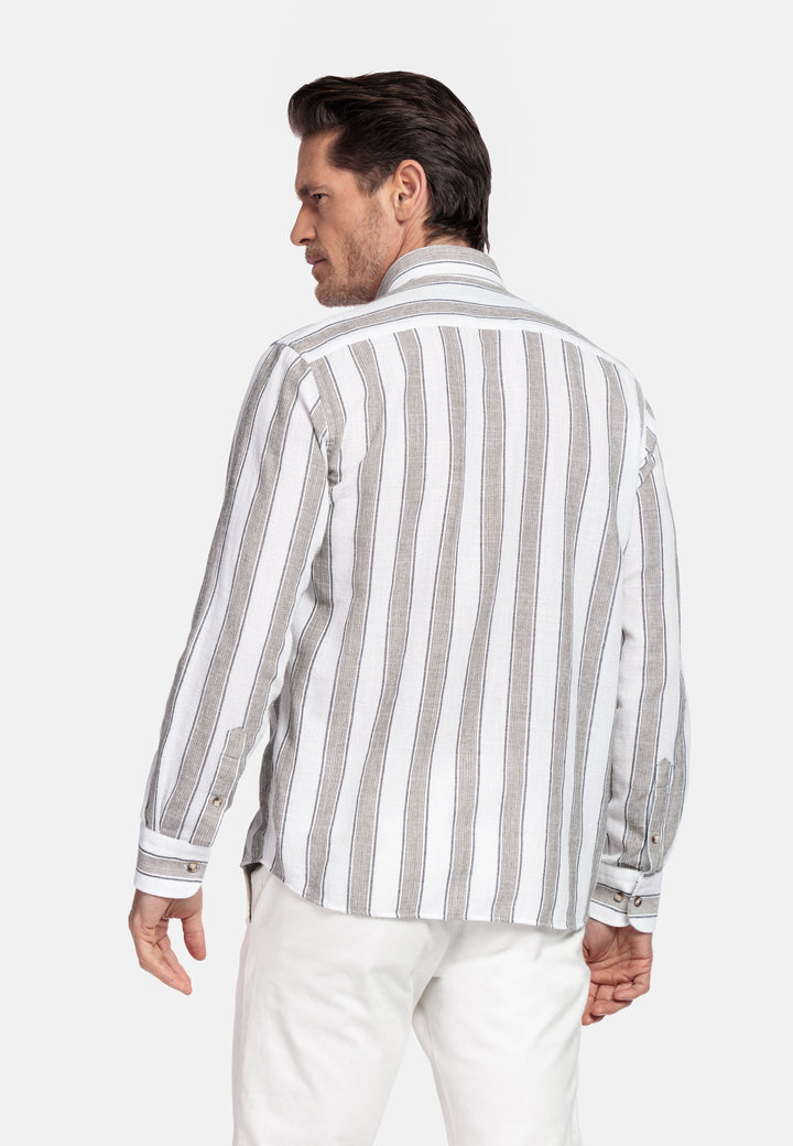 Giordano Loretto Structured Gestreept Overhemd - Brown