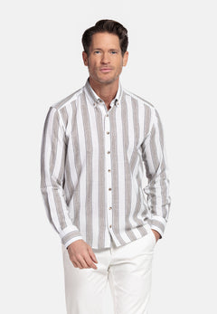 Giordano Loretto Structured Gestreept Overhemd - Brown