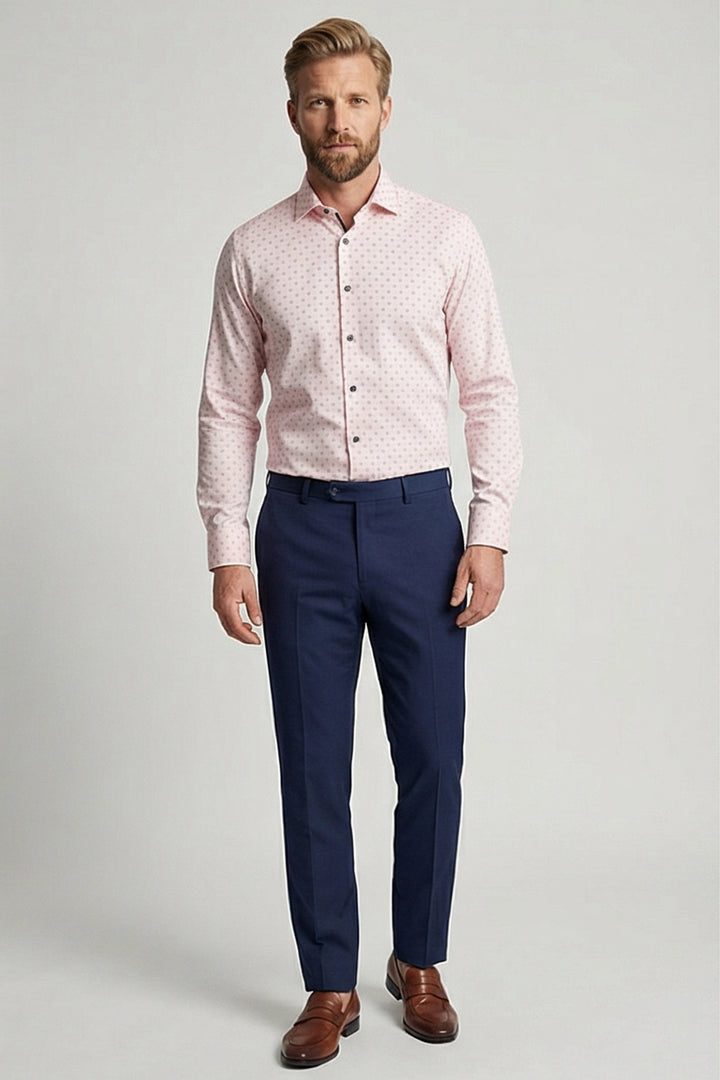Giordano Maggiore Twill Print Overhemd - Lichtroze