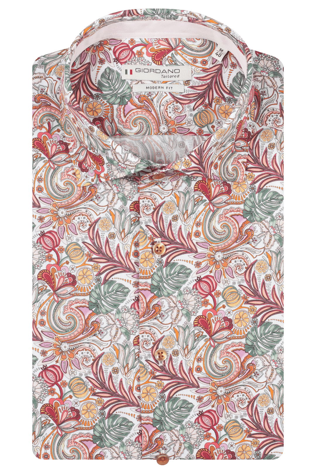 Giordano Locarno Bloemenprint Overhemd - Cerise