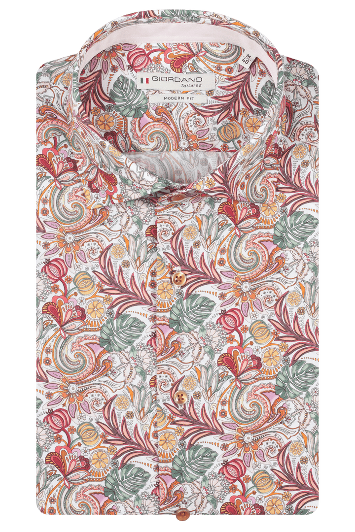 Giordano Locarno Bloemenprint Overhemd - Cerise