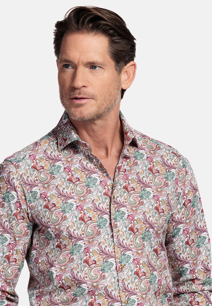 Giordano Locarno Bloemenprint Overhemd - Cerise