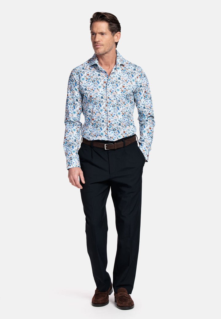 Giordano Locarno Bloemenprint Overhemd - Blue
