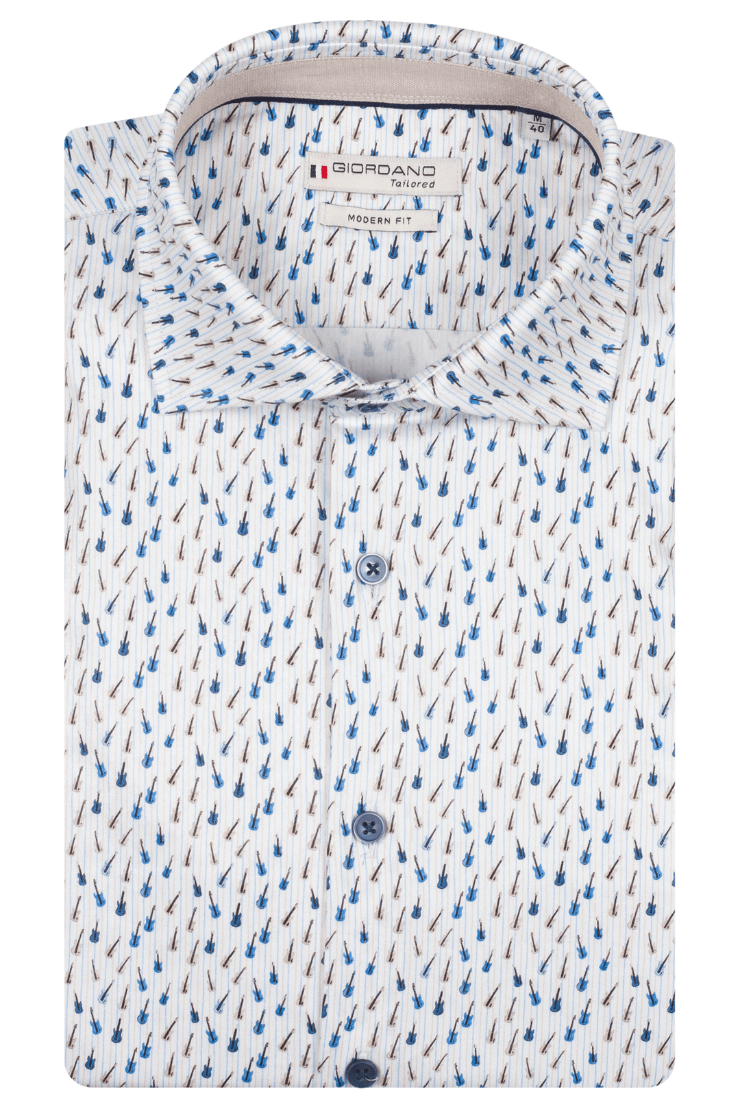 Giordano Locarno Print Overhemd - Lichtblauw