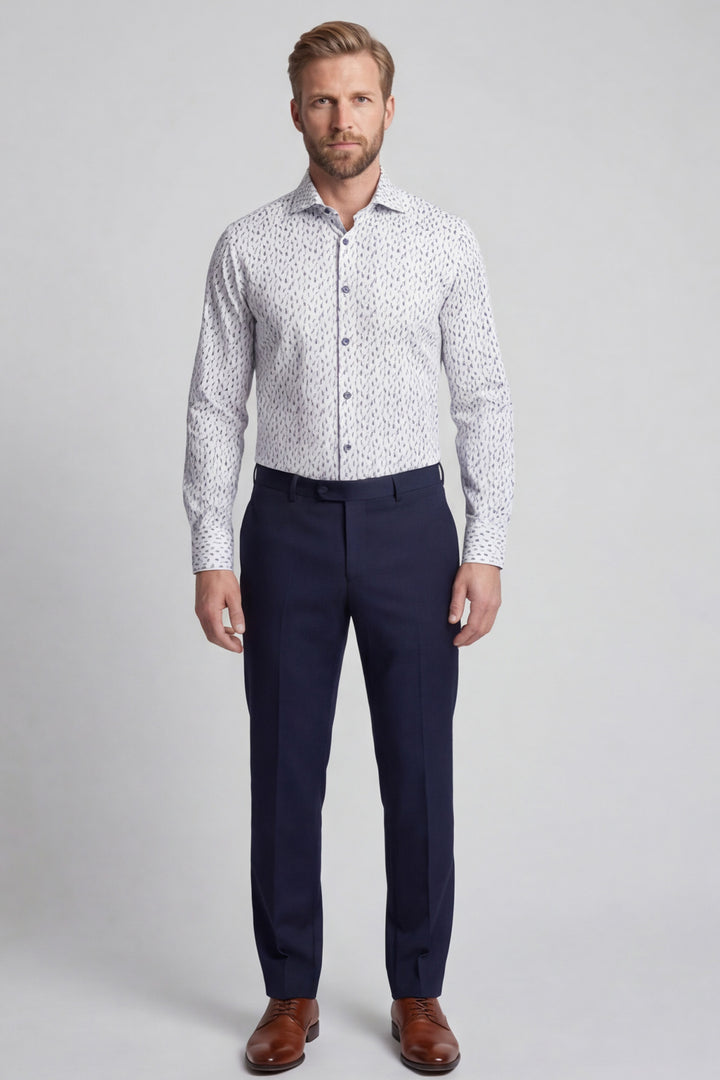 Giordano Locarno Print Overhemd - Lichtblauw